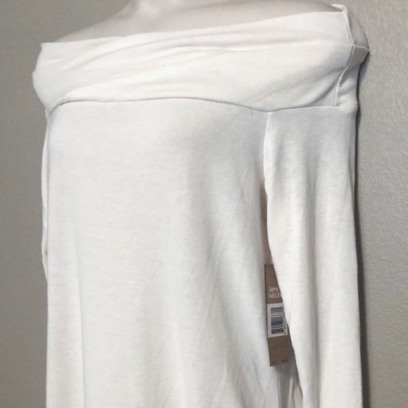 Rachel Roy Women's Soft Stretch-Knit Ruched Ivory Off The Shoulder Top Plus 1X - Picture 7 of 14